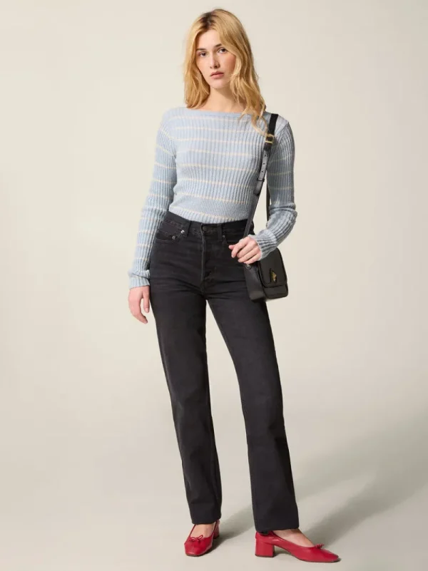 Tops | Knits<Rouje ADELA sweater RAYE BLEUCIEL