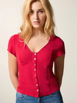 Tops<Rouje AMBROISE top Uni Rouge