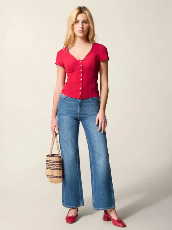 Tops<Rouje AMBROISE top Uni Rouge