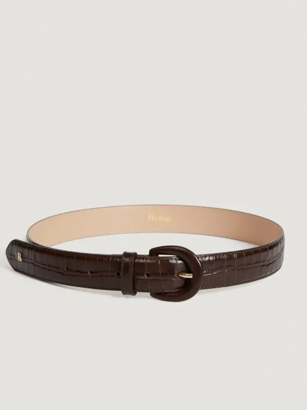 Belts<Rouje COOPER belt Croco Chocolat