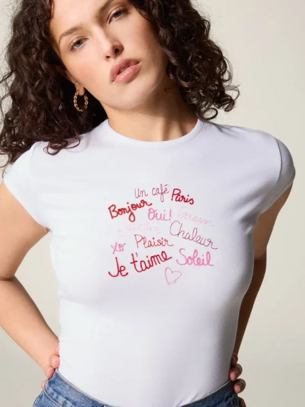 Tops<Rouje FERGUS T-Shirt BONJOURPARIS BLANC