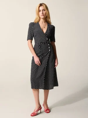 Dresses<Rouje GABIN Dress Pois Carmen Noir