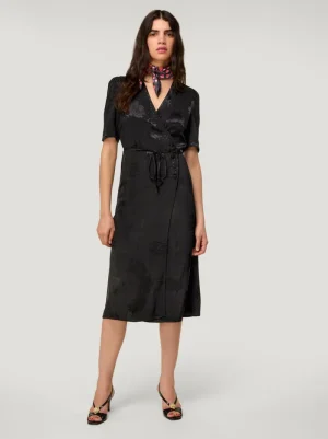 Dresses<Rouje GABIN Dress JACQUARD FLEURS NOIR