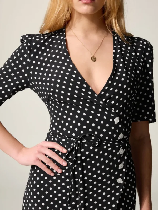 Dresses<Rouje GABIN Dress Pois Carmen Noir