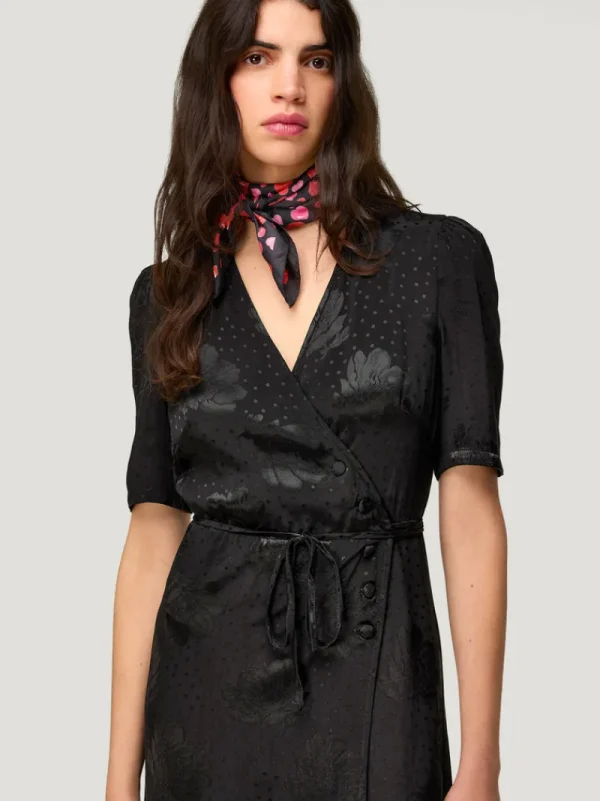 Dresses<Rouje GABIN Dress JACQUARD FLEURS NOIR