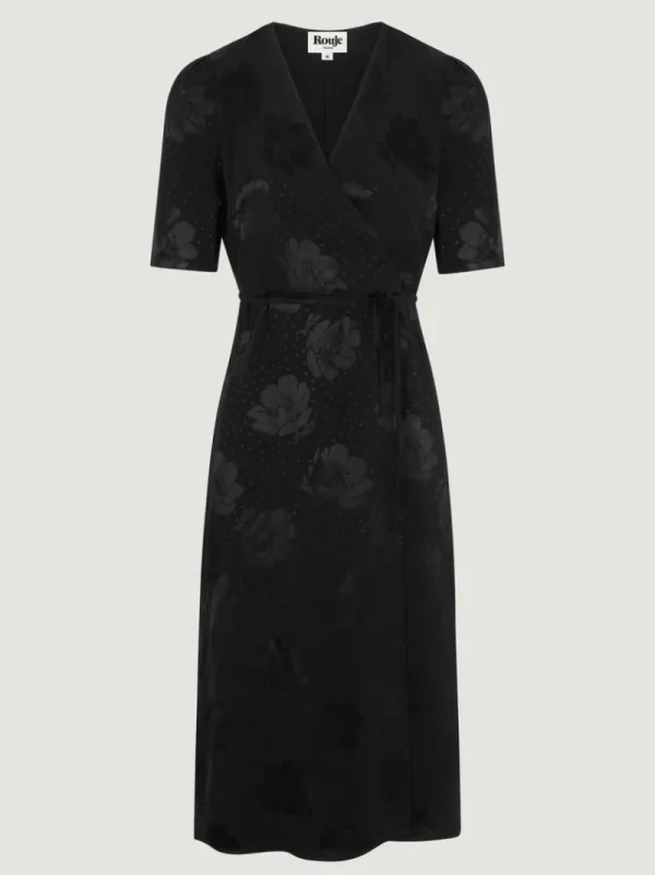 Dresses<Rouje GABIN Dress JACQUARD FLEURS NOIR