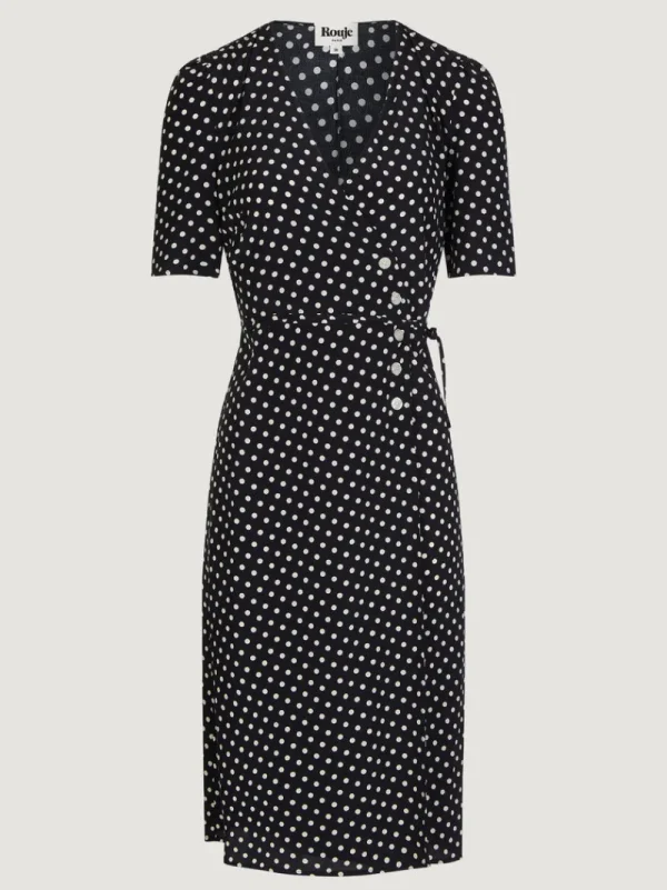 Dresses<Rouje GABIN Dress Pois Carmen Noir