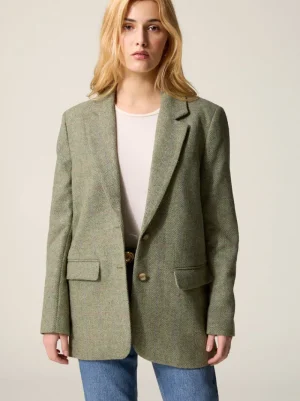 Jackets & Coats<Rouje JACQUES Jacket Chevron Carreaux Menthe