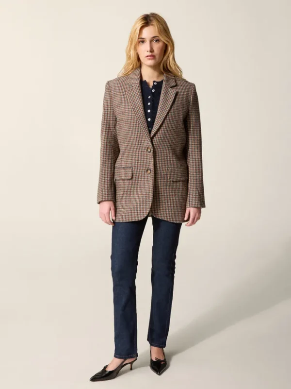 Jackets & Coats<Rouje JACQUES Jacket Pied De Poule Moutarde