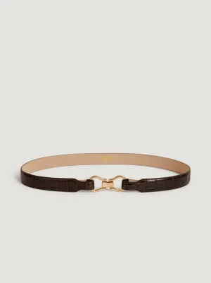 Belts<Rouje LAURE belt CROCO CHOCOLAT