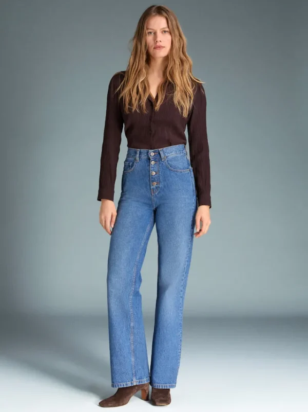 Denim | Flare Jeans<Rouje MONTORGUEIL Jeans Uni Indigo Double Stone