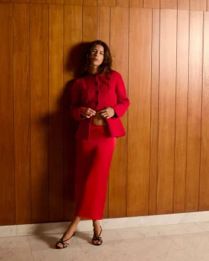 Skirts<Rouje NAELLA skirt SATIN ROUGE