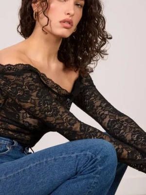 Tops<Rouje ROXANA top DENTELLE NOIR