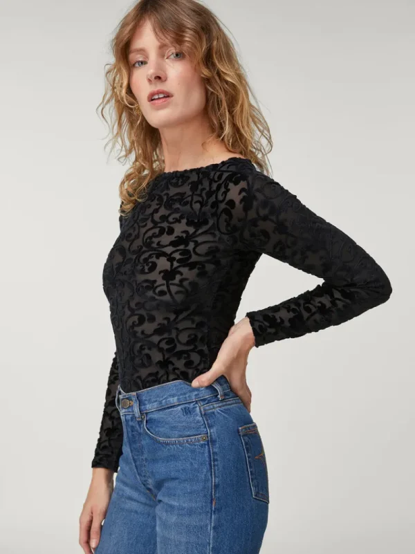 Tops | Bodys<Rouje TREVOR Bodysuit Velours Noir