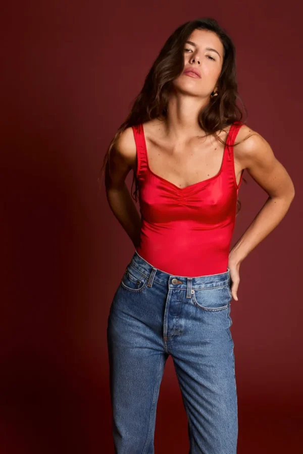 Tops | Bodys<Rouje YUNARA body SATIN ROUGE