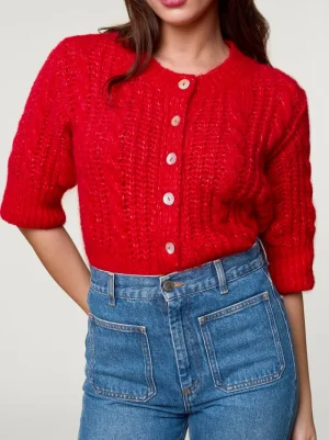 Knits<Rouje YVETTE Cardigan Uni Rouge