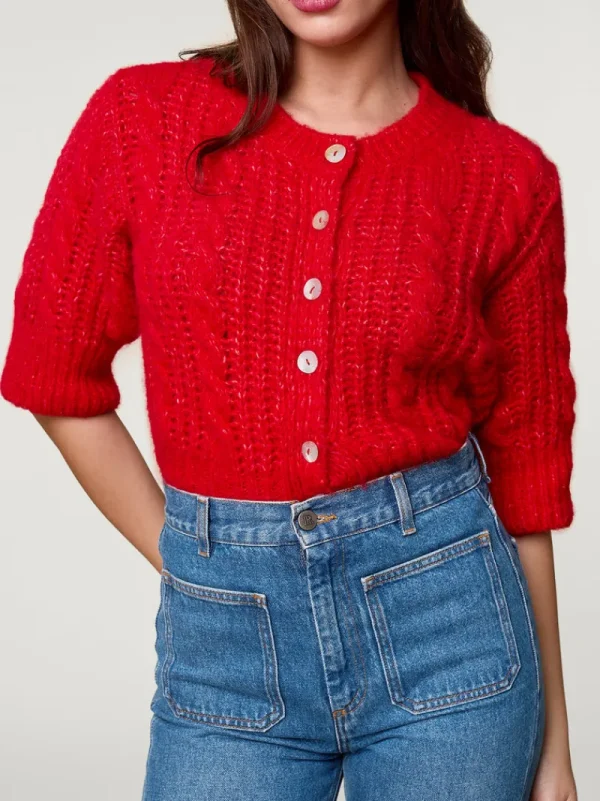 Knits<Rouje YVETTE Cardigan Uni Rouge