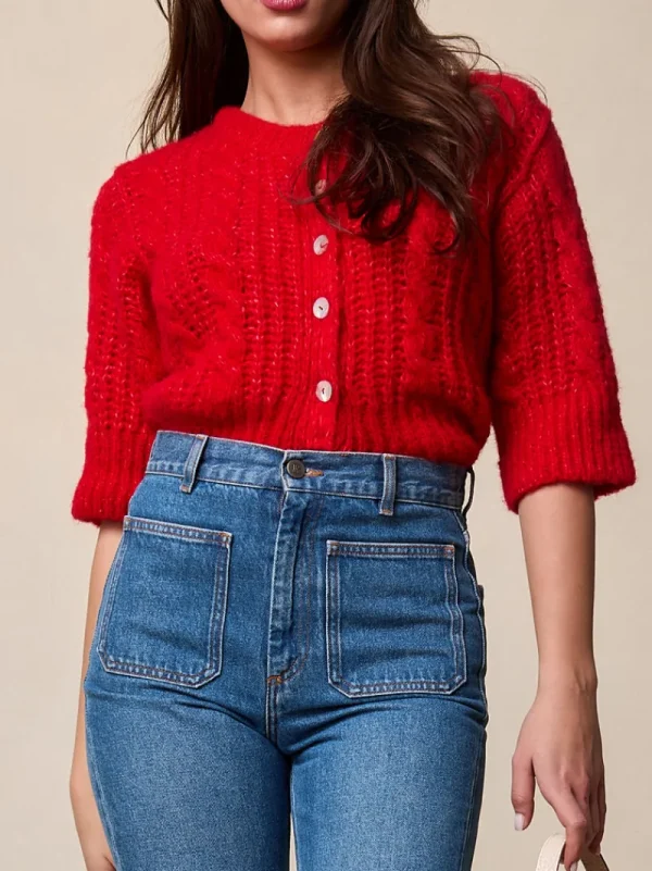 Knits<Rouje YVETTE Cardigan Uni Rouge
