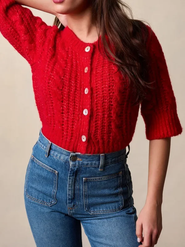 Knits<Rouje YVETTE Cardigan Uni Rouge