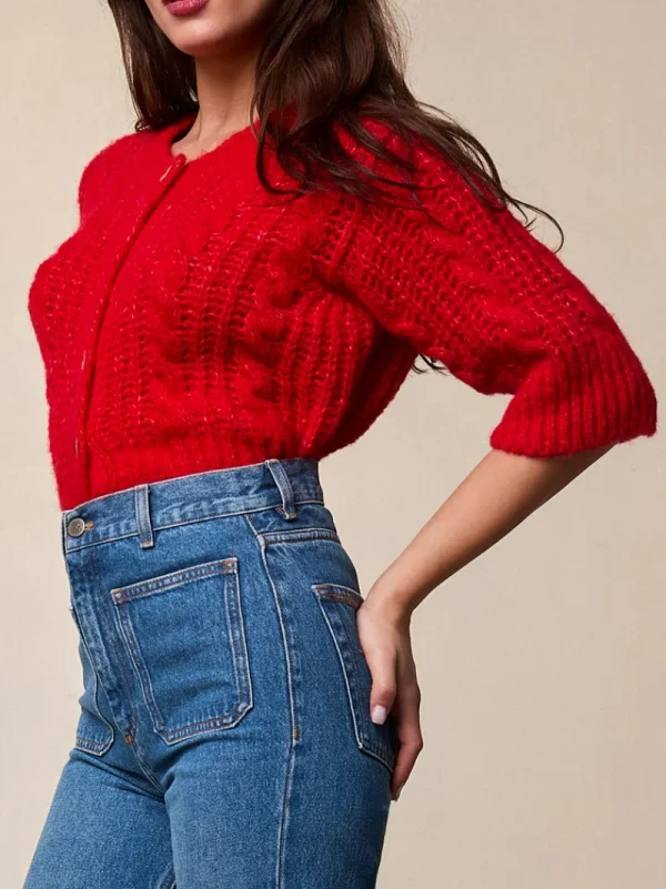 Knits<Rouje YVETTE Cardigan Uni Rouge